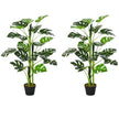 100cm/3.3FT Artificial Monstera Tree Decorative Cheese Plant 21 Leaves With Nursery Pot, Fake Tropical Palm Tree For Indoor Outdoor Décor, Set Of 2