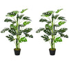100cm/3.3FT Artificial Monstera Tree Decorative Cheese Plant 21 Leaves With Nursery Pot, Fake Tropical Palm Tree For Indoor Outdoor Décor, Set Of 2
