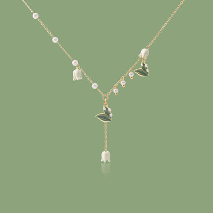 Women's Fashion Temperament Bell Orchid Flower Pendant Necklace