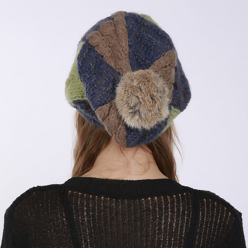 Folds Warm Outdoor Wool Cute Hair Ball Hat