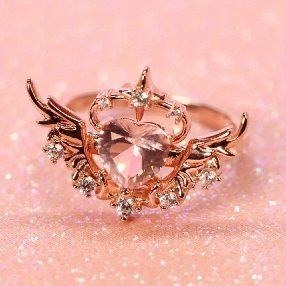 Light Extravagant Love Heart Zircon Ring For Women