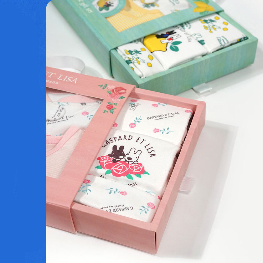 Newborn Five Piece Gift Long Sleeved Trousers Cartoon Soft And Comfortable Bodysuit