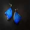 Blue Butterfly Wing Stud Earrings Long