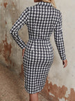 Women's Fashion Digital Printing Houndstooth Dress