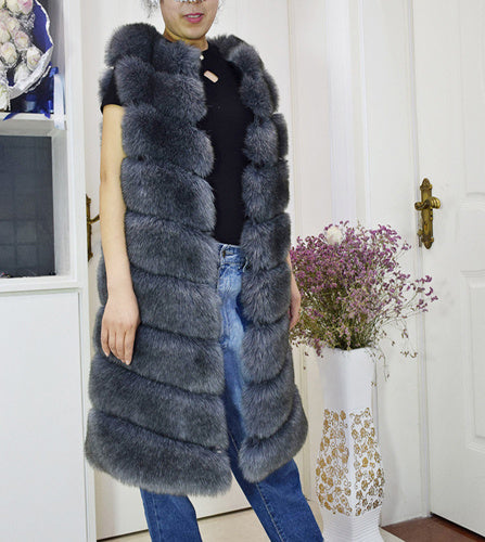 Women's Long Style Trendy Fox Fur Coat