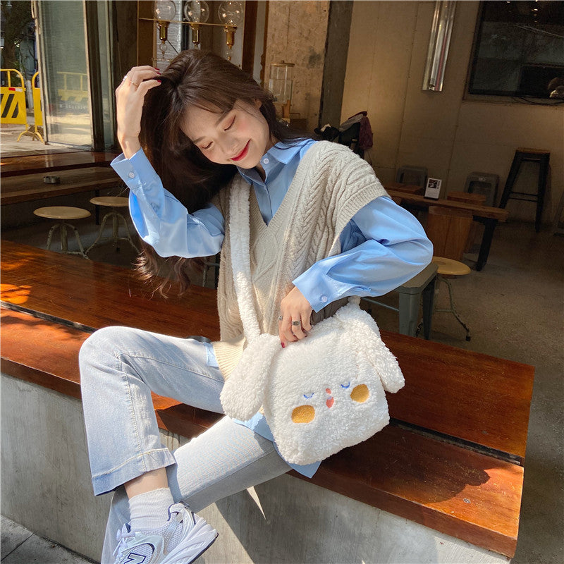 New Style Plush Dog Ear Handbag Female Cute Cartoon