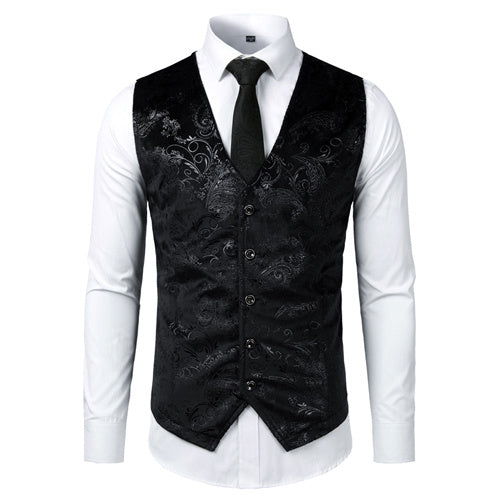Gold Steampunk Vest Men Suit Gilet Homme Wedding Sleeveless
