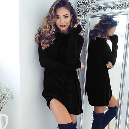 knitted dress loose turtleneck sweater blouse