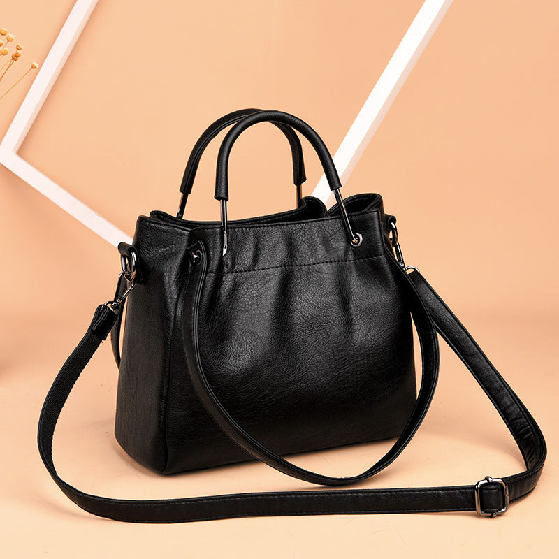 Women's Bags Soft Leather Retro Bucket Bag Handbag