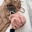New Female Ins Niche Messenger Pearl Hand-held Plush Bag