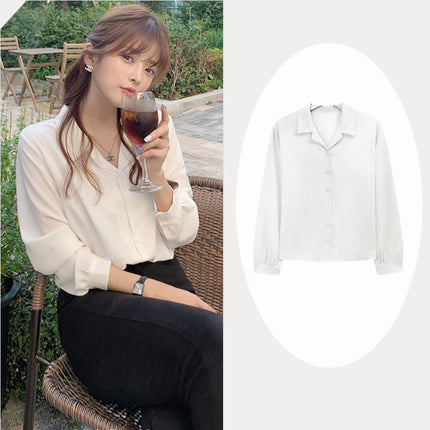 Simple temperament commuter suit collar long sleeve shirt