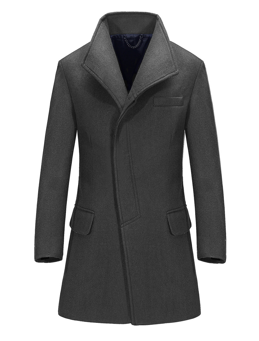 Long mid-length men's wool coat