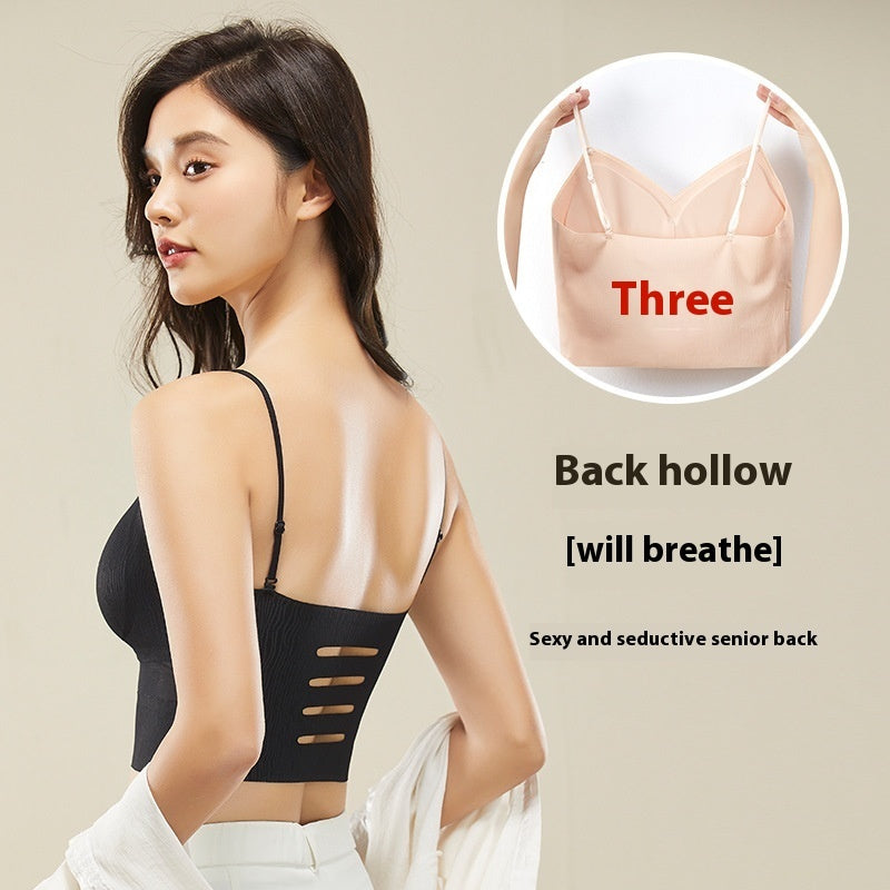 Seamless Beautiful Back Small Sling Vest For Women Underwear Padded
