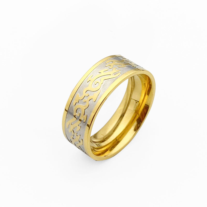 Titanium Steel European And American Style Fashionmonger Ring Domineering Dragon Pattern