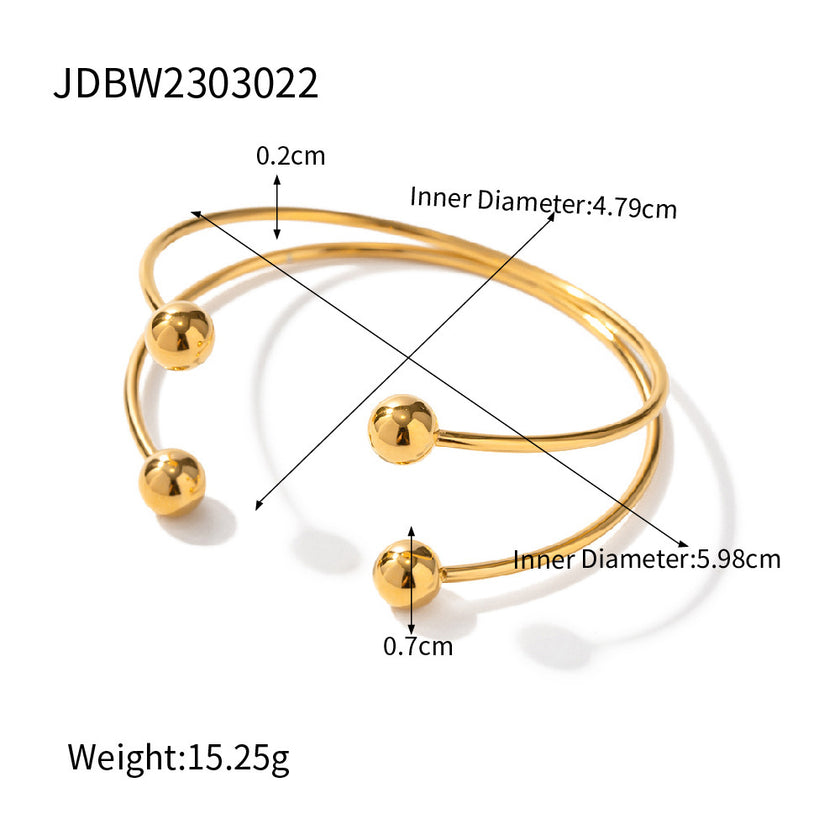 18K Gold Stainless Steel Classic Ball Bracelet