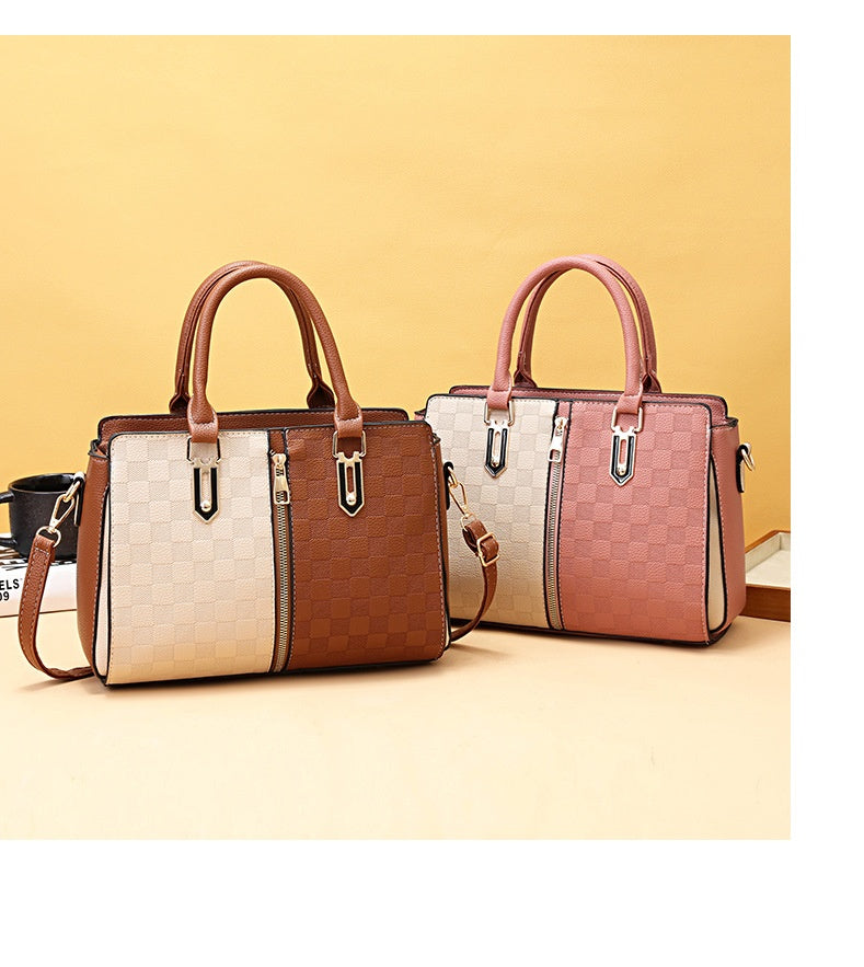 Simple Large Capacity Women's Contrast Color Ins Fashion Korean Style Shoulder Women's Crossbody Handbag