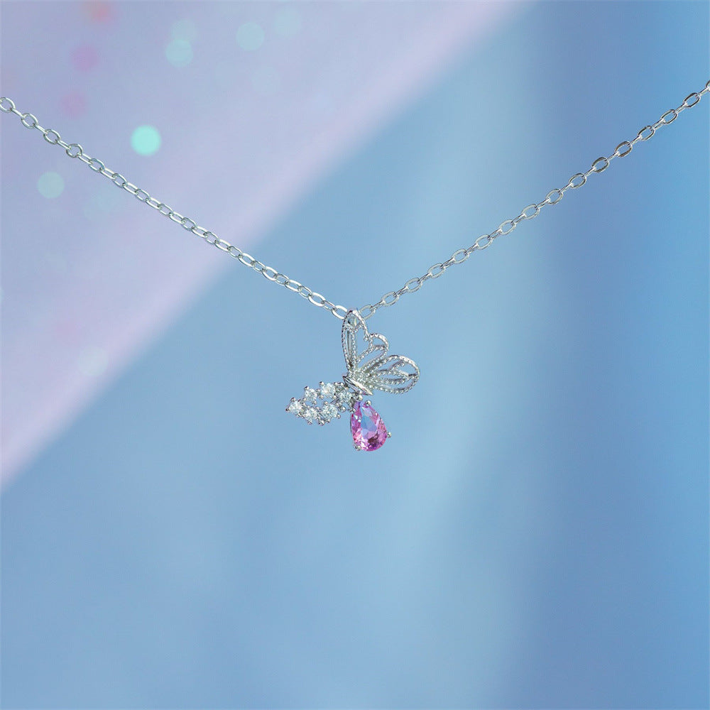 Women's Hollow Zircon Butterfly Necklace