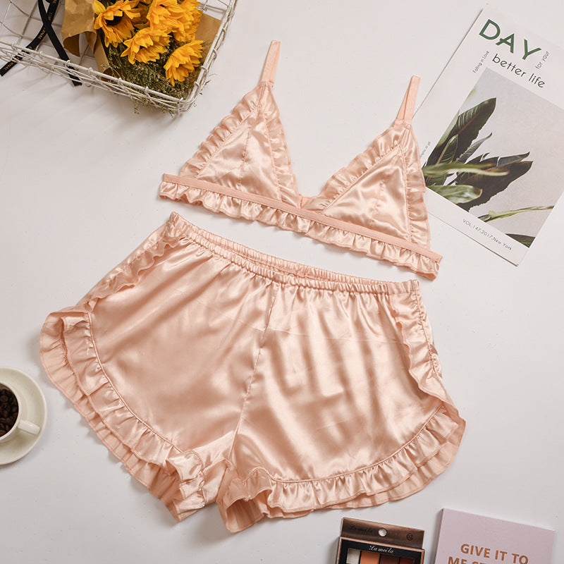 Silk Silk Sexy Suspender Underwear Shorts Suit Home Service