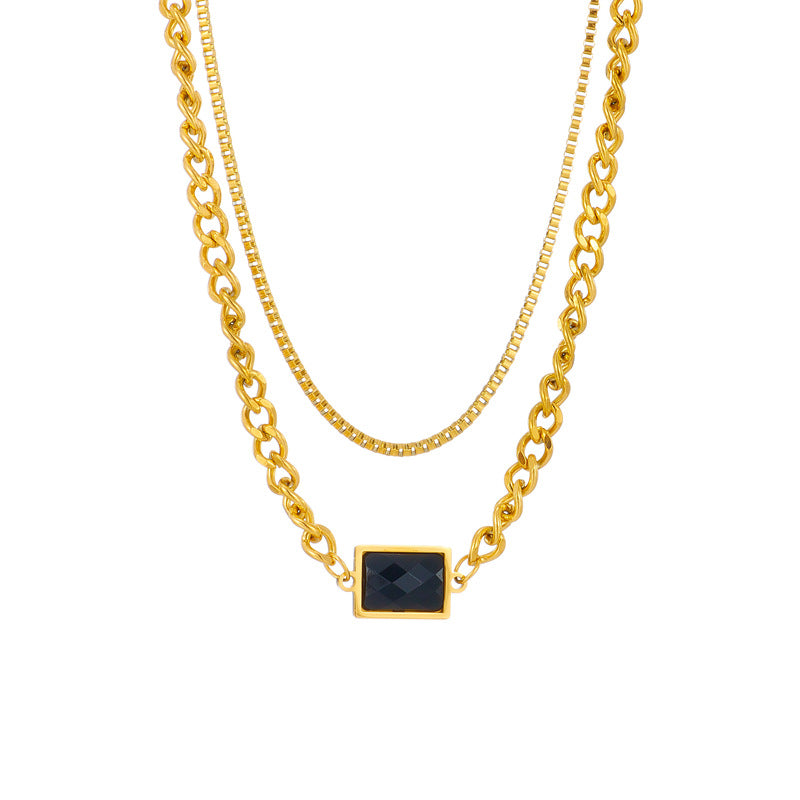 Double Titanium Steel Chain Necklace