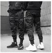 Hot Sale Men Black Hip Hop Cargo Pants Elastic Waist Jogger Trousers Sweatpants Pockets Full Length Casual Fashion