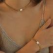 Stainless Steel Necklace Bracelet Jewelry Inlaid Rectangular Zircon 18K Gold Cuban Link Chain Necklace