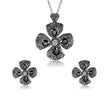 Retro Style Four-leaf Clover Necklace Earrings Jewelry Set