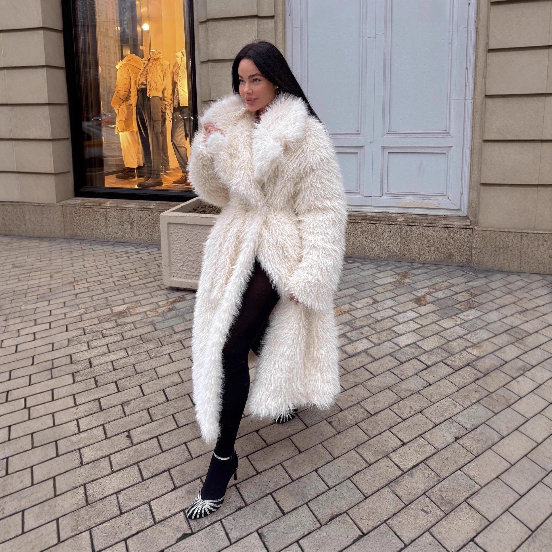 Long Environmental Protection Leather Fur Coat Fashionable Women