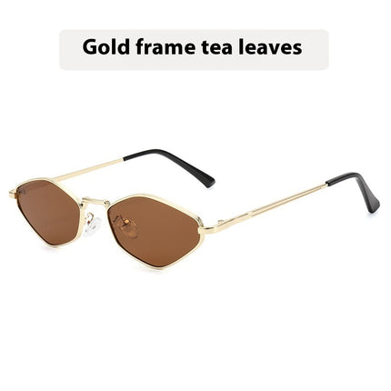 Cat Eye Metal Sunglasses Female Personality Polygon European And American Ins Small Frame