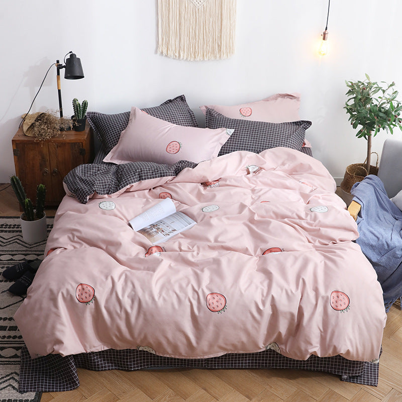 Four-piece set of net red aloe cotton bedding