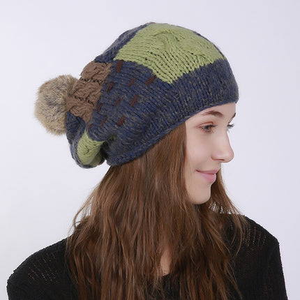 Folds Warm Outdoor Wool Cute Hair Ball Hat