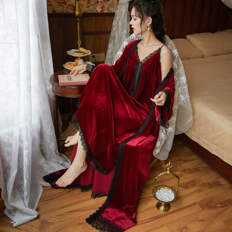 Style Home Clothes Gold Velvet Pajamas Two-piece Set