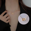 Women's Fashion Simple Double Ring Heart Clavicle Chain
