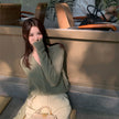 Gentle Wind Wool V-neck Knitted Cardigan Women