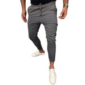 Lace-up casual pants solid color jogging pants