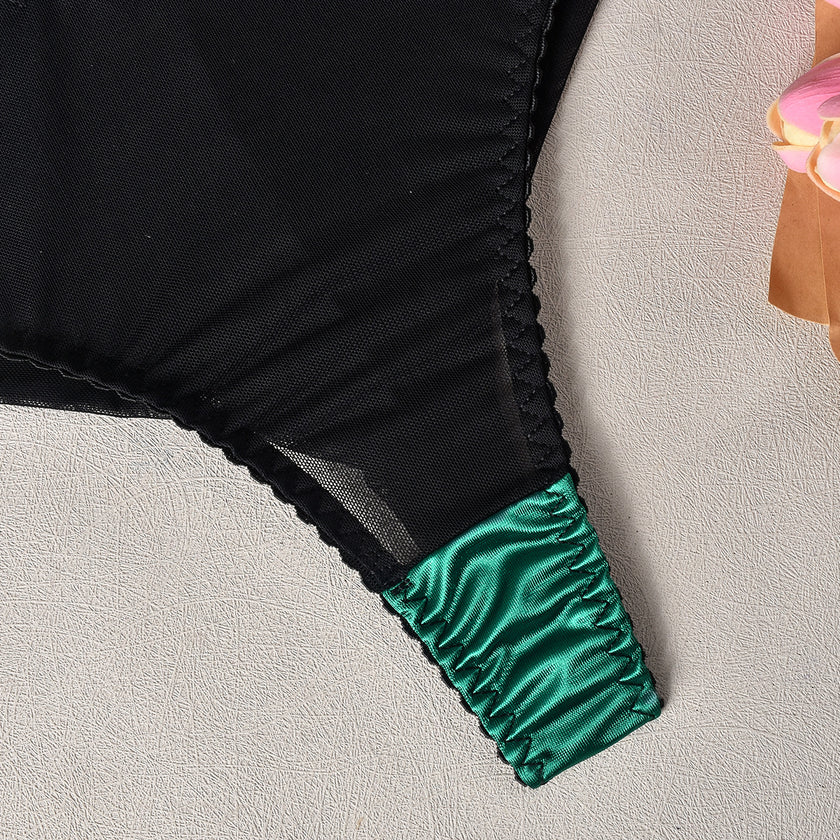 Women's Fashion High Elastic Satin Stitching Mesh Belt Steel Ring Underwear Suit