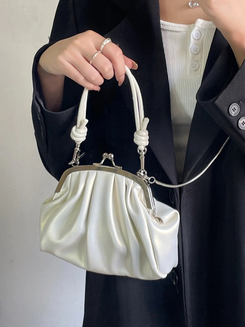 Casual Fashion Cloud Portable Cute Pleated Clip Bag