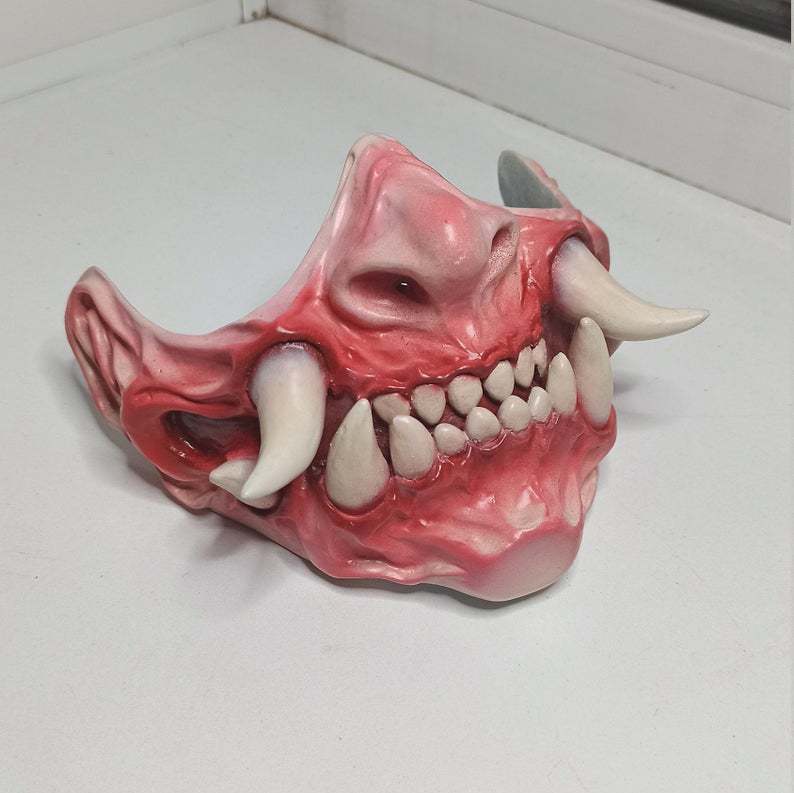 Latex Half Face Horror Tooth Mask Headgear