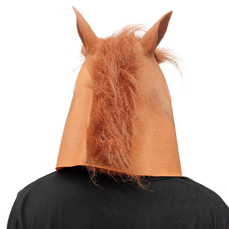 Man with funny headgear party face mask makeup