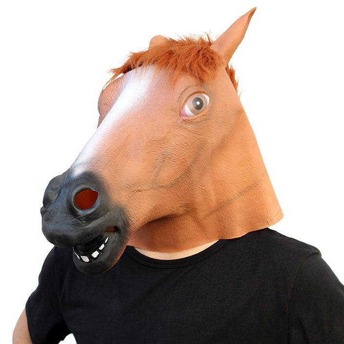 Man with funny headgear party face mask makeup