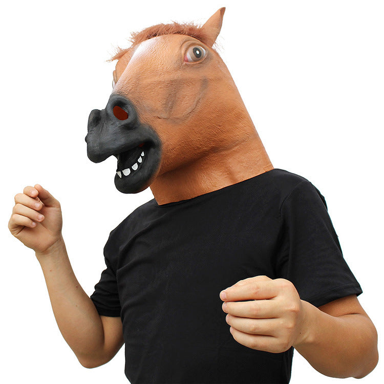 Man with funny headgear party face mask makeup