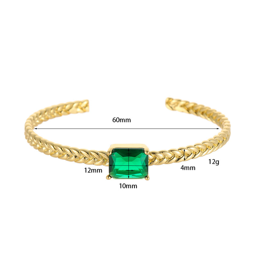 Micro-inlaid Color Zirconium Emerald Temperament Bracelet