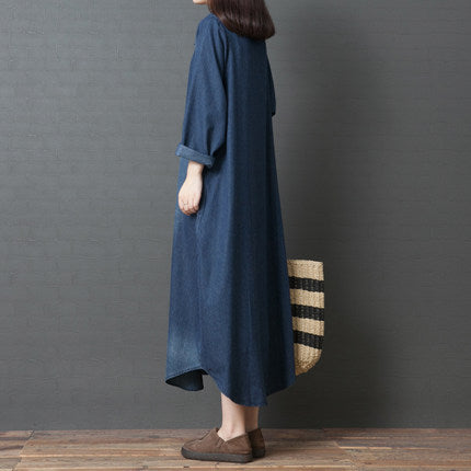 Cotton and linen denim shirt skirt