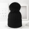 Boys And Girls Woolen Fox Fur Ball Knit Hat
