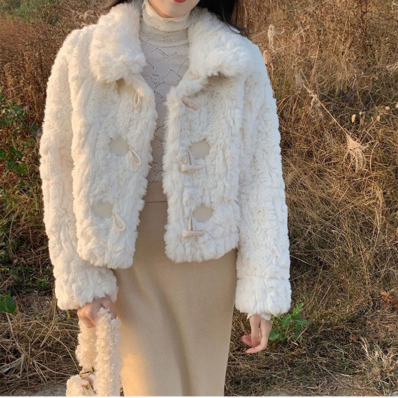 Lamb Fur Coat, Female Faux Fur, Rabbit Hair Embossed