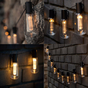 5M 20 LED Solar Powered Retro Bulb String Lights Garden Outdoor Fairy Party Lamp
