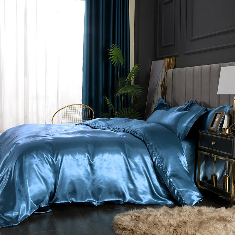Pure Color Washed Ice Silk Quilt Cover Bedding