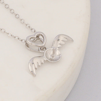 S925 Silver Pearl Pendant Women's Fashion Temperament Design Fetal Hair Angel Pendant