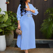 Long Pleated Dress Fashion V-neck Women