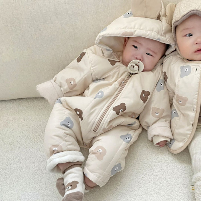 Quilted Mini Bear Cardigan Cotton Coat Jacket Baby Jumpsuit