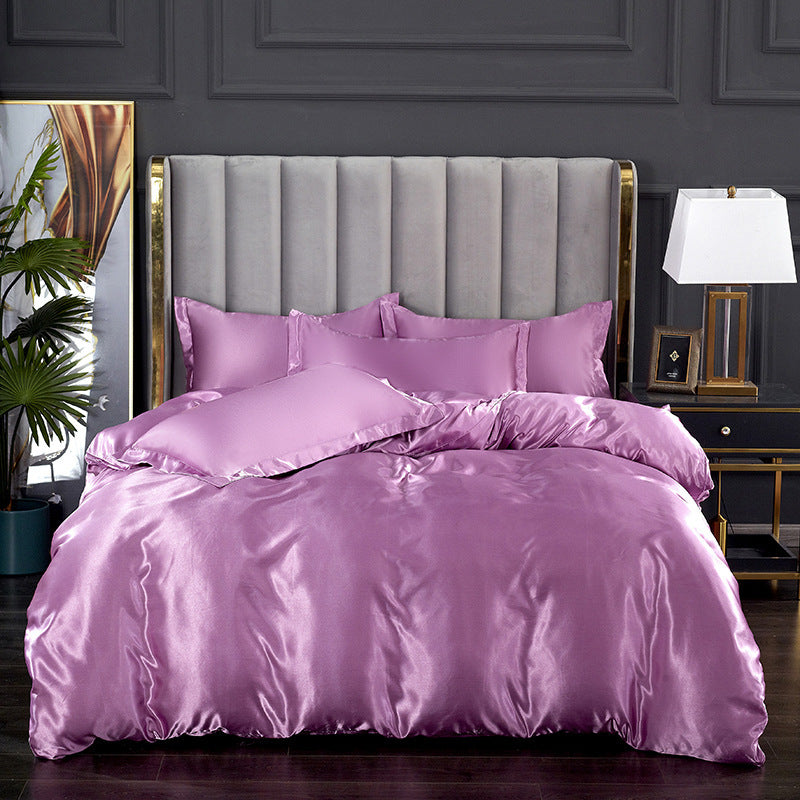 Pure Color Washed Ice Silk Quilt Cover Bedding